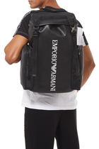 EA Logo Saffiano Leather Backpack